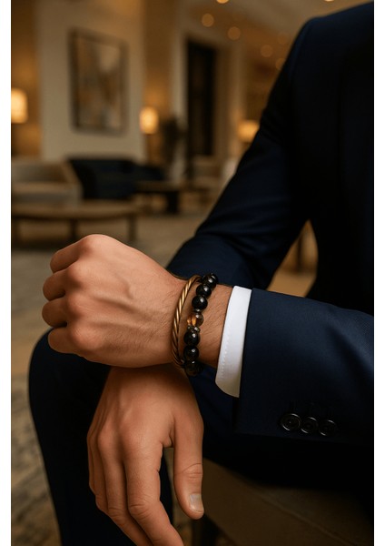 Gold Obsidyen & Litvanya Kehribarı Bileklik modelleri