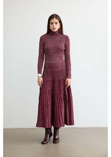 Glory Işıltılı Triko Elbise Bordo fiyatları