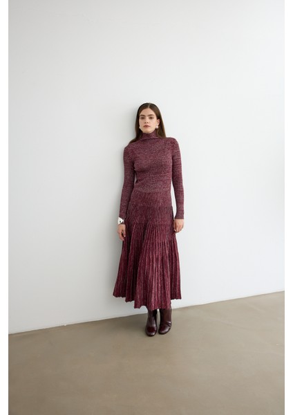 Glory Işıltılı Triko Elbise Bordo fırsatları