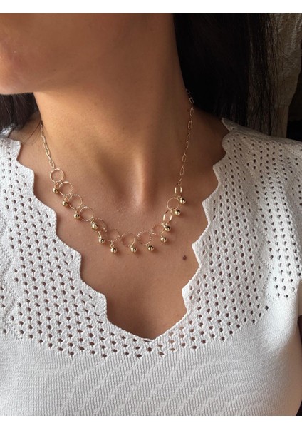 Özel Seri Dorika Top Sallantılı Altın Kaplama 14K Gold Kolye fırsatları