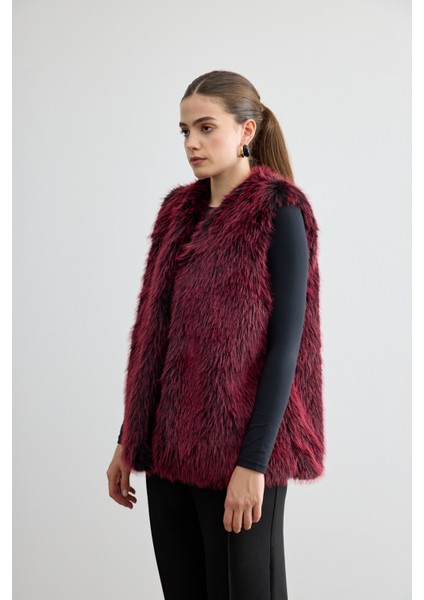 Kürk Yelek Bordo modelleri