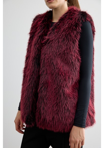 Kürk Yelek Bordo indirimleri