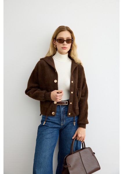 Tüylü Triko Bomber Acı Kahve indirimleri