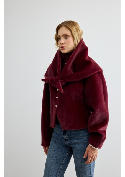 Belden Oturtmalı Atkılı Fox Kaban Bordo