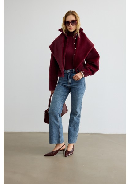 Belden Oturtmalı Atkılı Fox Kaban Bordo fiyatları