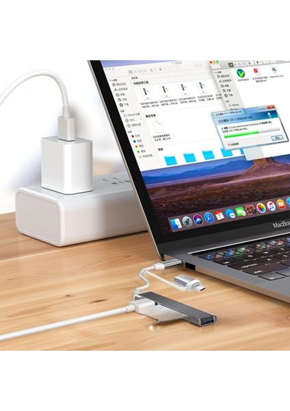 4 Port'lu Bağlantı Istasyonu Ultra Ince USB Bölücü Type-C Tipi Çoklu Arayüz Adaptörü Multi USB Çoklayıcı fiyatları