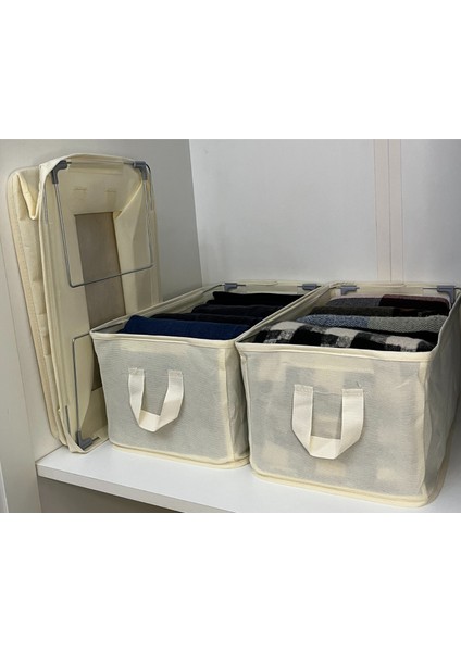 1 Adet 45X30X20 Çelik Çerçeveli Katlanabilir Dolap Içi Raf Düzenleyici Saklama Kutusu Organizer fiyatları