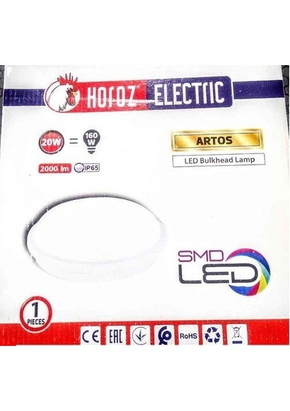 Artos-20 Beyaz Kasa 6400K Nemliyer IP65 Su Geçirmez LED Armatür fiyatları