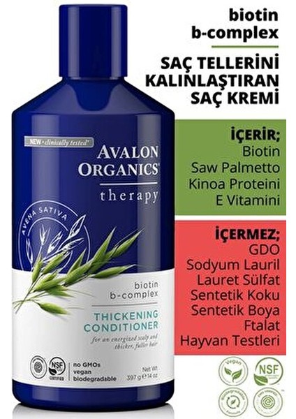 Biotin B-kompleks Terapi Saç Kremi Erkekler İçin Nemlendirici Etki 397 g fiyatları