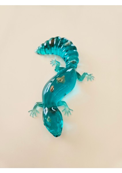 El Yapımı Epoksi Timsah Figürü & Renkli Deniz Kabuklu Turkuaz fiyatları