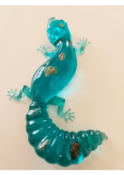 El Yapımı Epoksi Timsah Figürü & Renkli Deniz Kabuklu Turkuaz fırsatları
