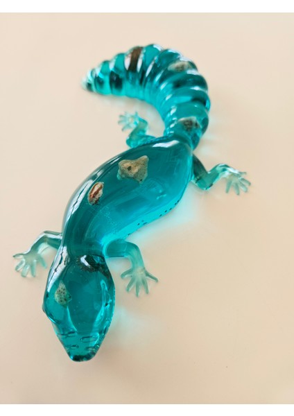 El Yapımı Epoksi Timsah Figürü & Renkli Deniz Kabuklu Turkuaz indirimleri