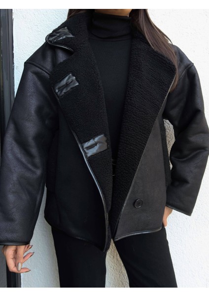 Siyah Düğmeli Süet Ceket modelleri