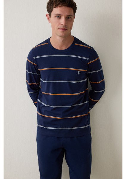 Lacivert Erkek Çizgili Jogger Pijama Takımı fiyatları