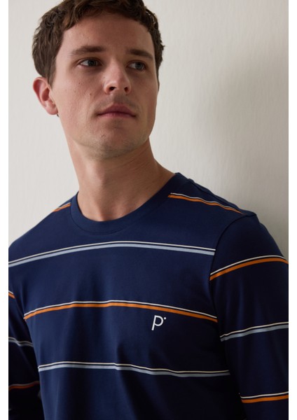 Lacivert Erkek Çizgili Jogger Pijama Takımı fırsatları