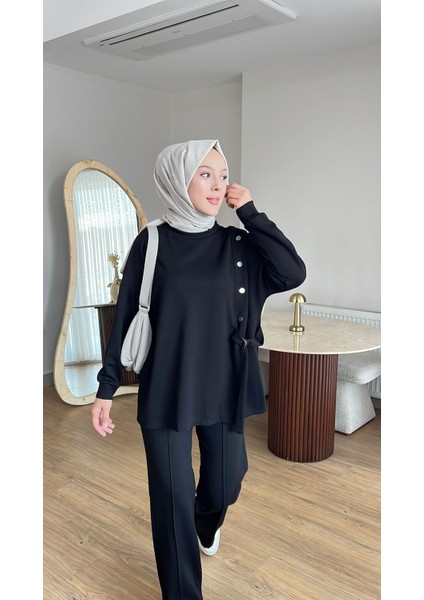 Çıt Çıt Detaylı Oysho Takım-Siyah