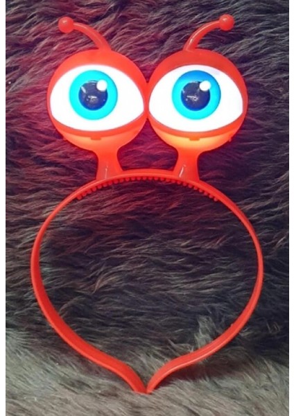 Led Işıklı &amp;amp;amp; Pilli 3 Farklı Modda Yanan Uzaylı Göz Parti Tacı Kırmızı Renk 18x12 cm (4887) fiyatları