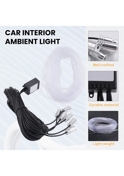 6 Rgb LED Atmosfer Arabası Işık Iç Ortam Işık Fiber Optik Şeritler Uygulama Kontrolü Tarafından Işık Dıy Müzik 8m Fiber (Yurt Dışından) fırsatları