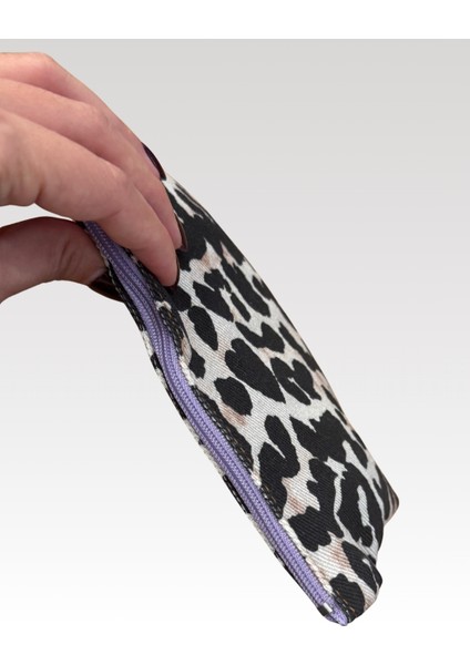 Leopar Desenli Denim Pasaport Cüzdanı