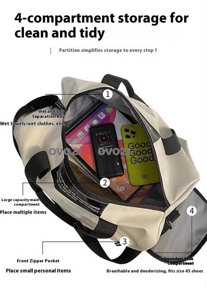 Ovozı Unisex Büyük Kapasiteli Spor Spor Çantası Seyahat Çantası (Yurt Dışından) fırsatları