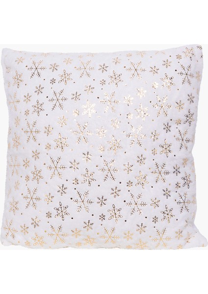 Beyaz, Altın Kar Taneli Yastık Kılıf 42CM