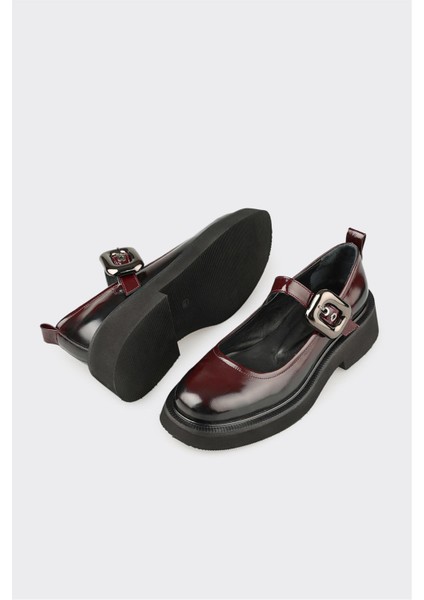 Bordo Deri Kadın Günlük Ayakkabı modelleri