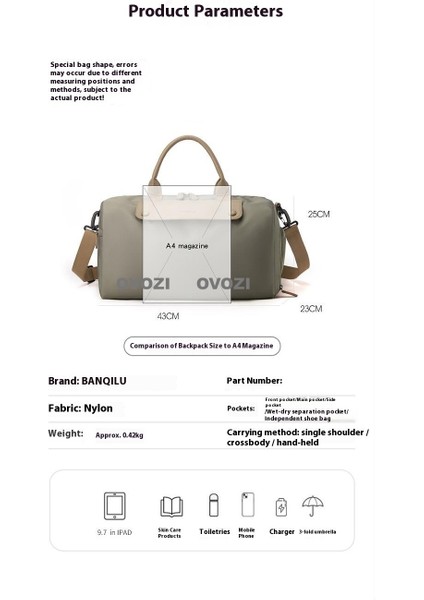 Ovozı Unisex Büyük Kapasiteli Spor Spor Çantası Seyahat Çantası (Yurt Dışından) modelleri