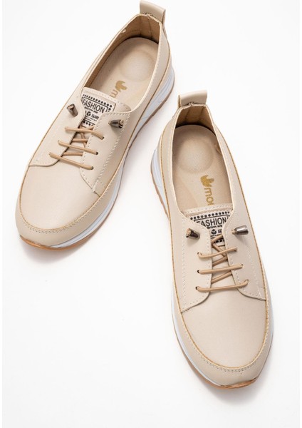 Yumuşak Tabanlı Kadın Ayakkabı Bej Beyaz indirimleri