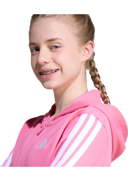 3 Stripes French Terry Full Zip Cr Kız Çocuk Pembe Kapüşonlu Ceket indirimleri
