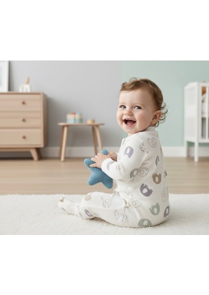 Fitilli Fil Desenli Unisex Bebek Tulum fiyatları