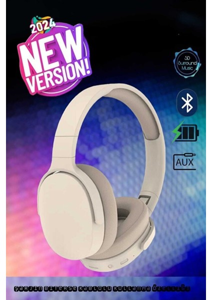 Yeni Nesil Şık Tasarım Extra Bass Kablosuz Bluetooth Mikrofonlu Kulaklık Şarjsız Kulanım Sd Kartlı fiyatları