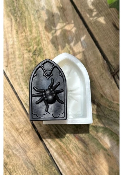 Concept Mezar Taşı Örümcek Desenli Mum Kalıbı (Silikon) (1 Adet)