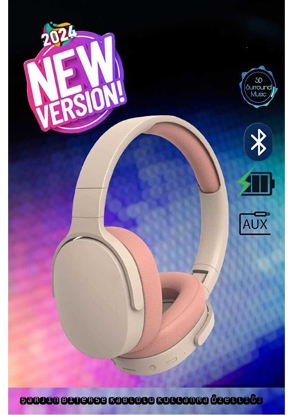 Yeni Nesil Şık Tasarım Extra Bass Kablosuz Bluetooth Mikrofonlu Kulaklık Şarjsız Kulanım Sd Kartlı fiyatları