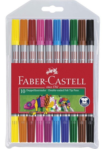 Çift Taraflı Keçeli 10 Renk, Kalın ve Uçlu, Canlı Renkler, Su Bazlı Mürekkep