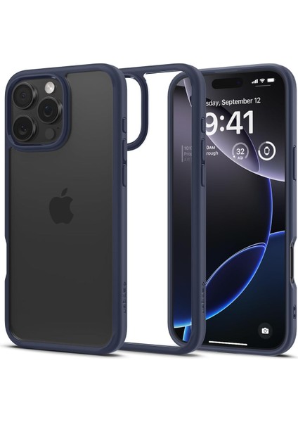 16 Pro Ince Kılıf Ultra Sararma Karşıtı Duraclear™ Hava Kanalı Teknolojisi™ Askeri Sınıf Koruma Navy Şeffaf Kapak - ACS08126