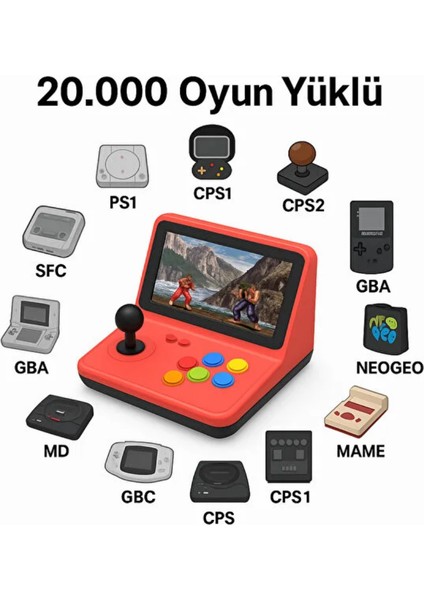 9 Inch 20.000 Adet Oyun Retro Oyun Konsolu Çift Kişilik Tv'ye Görüntü Bağlama Eğitici Atari modelleri