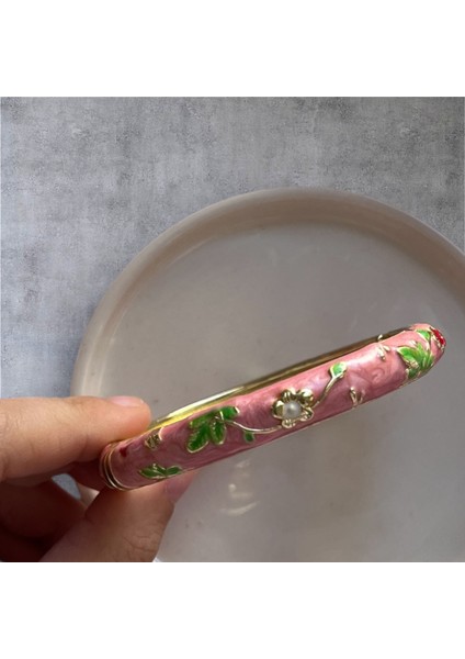 Mineli Bileklik Kelepçe Bileklik Çiçek Desenli Mineli Bilezik Mineli Bileklik Çiçek Kelepçe Vintage Tasarım Kelepçe Bilezik 1ADET