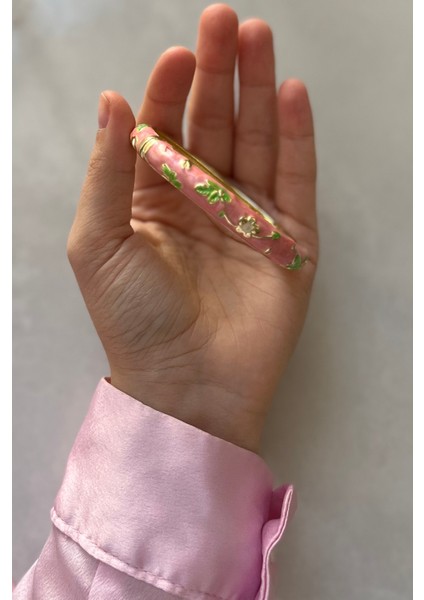 Mineli Bileklik Kelepçe Bileklik Çiçek Desenli Mineli Bilezik Mineli Bileklik Çiçek Kelepçe Vintage Tasarım Kelepçe Bilezik 1ADET modelleri