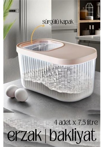 Modacar Multibox Erzak Bakliyat Kutusu Sürgülü Kapak 7.5 Litre 4 Adet fiyatları