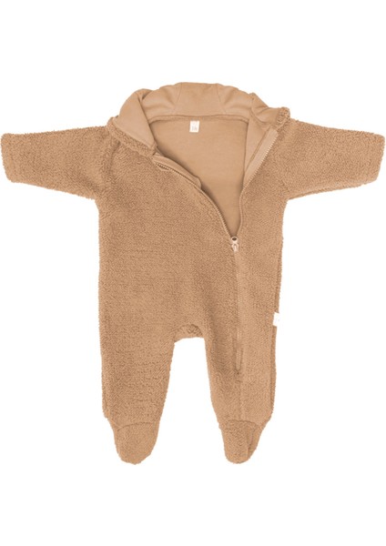 Ayı Kulaklı Kapüşonlu Peluş Tulum