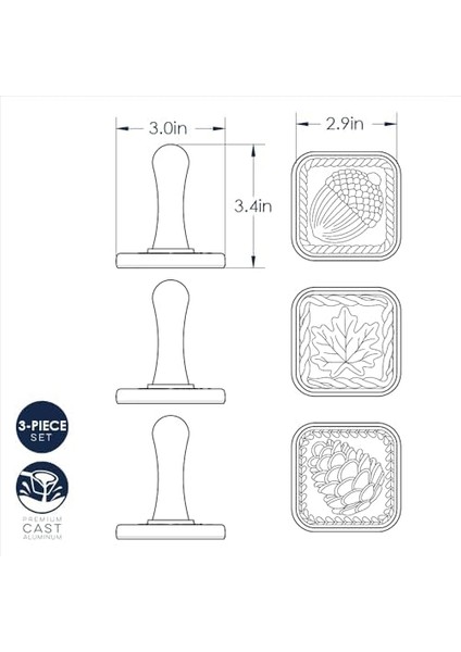 Ware Kurabiye Pulları, 3'lü Set, Ahşap Saplı fiyatları