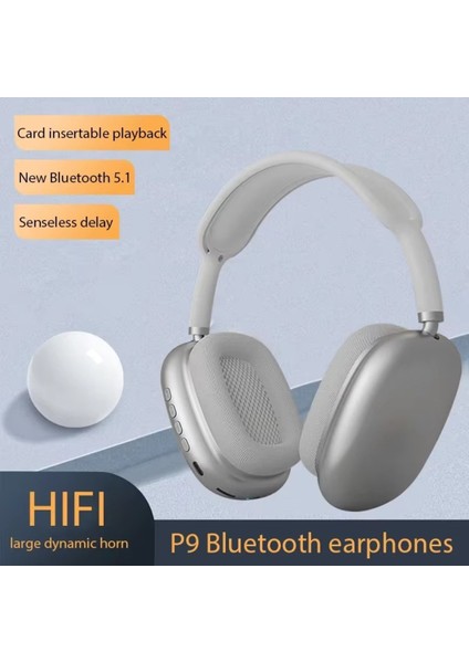 P9 Kablosuz 5.0 Bluetooth Kulaklık Üst Baş Yapısı Süngerli 400MA Pil 10 Saat Müzik Çalma.