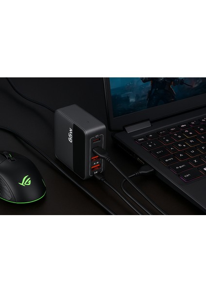 65W Hızlı Şarj Adaptörü | 2 Type-C + 2 Usb-A Çoklu Port | Laptop Telefon Tablet Uyumlu | Akıllı Güç Dağıtımı | Kompakt Tasarım indirimleri