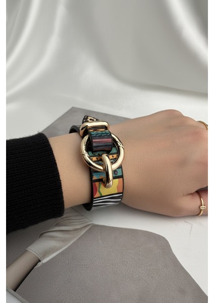Halka Metal Detaylı Renkli Bohem Tarzı Deri Bileklik (26CM) fiyatları