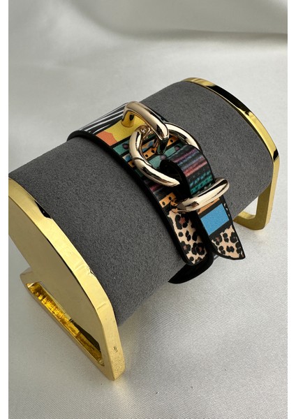 Halka Metal Detaylı Renkli Bohem Tarzı Deri Bileklik (26CM) fırsatları