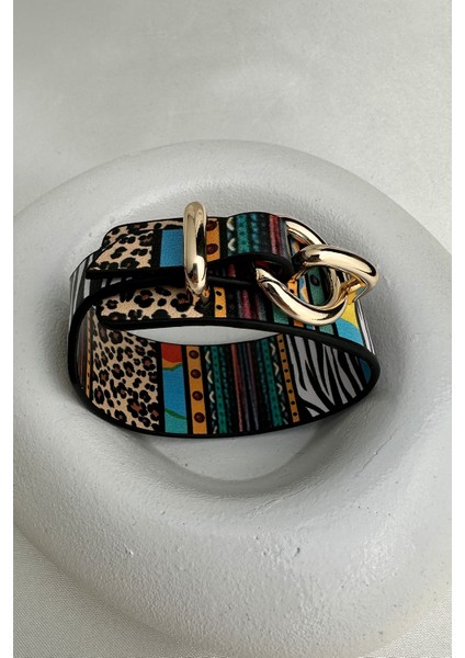 Halka Metal Detaylı Renkli Bohem Tarzı Deri Bileklik (26CM) indirimleri