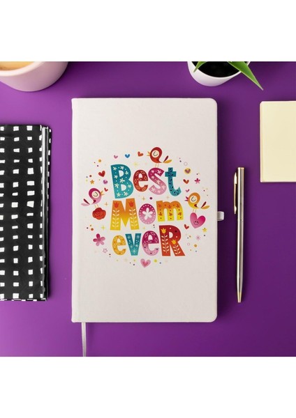 Hediye Mom Ever 13 cm x 21 cm 100 Yaprak Not Defteri