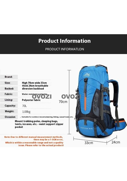 Ovozı Açık Sırt Çantası Yürüyüş Çantası Yürüyüş Spor Çantası Büyük Kapasiteli Seyahat Çantası (Yurt Dışından) fiyatları