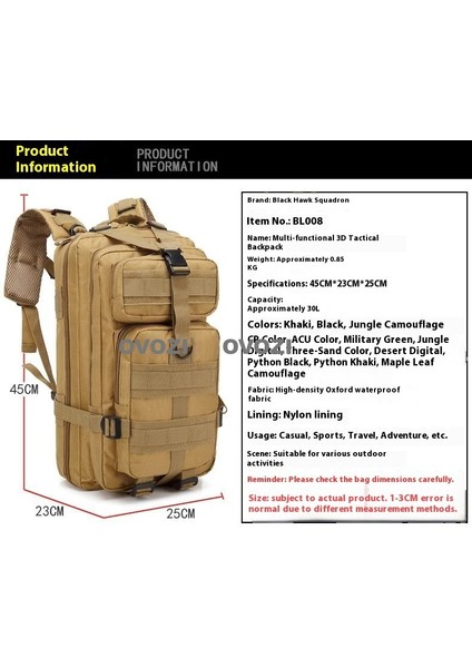 Ovozı Açık Sırt Çantası Yürüyüş Çantası Yürüyüş Spor Çantası Büyük Kapasiteli Seyahat Çantası (Yurt Dışından) fiyatları