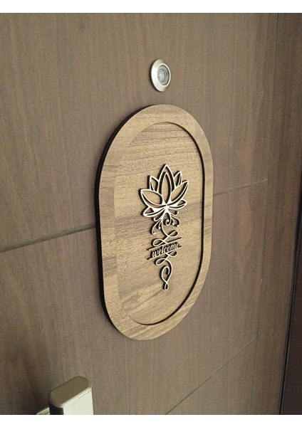 Ahşap Kapı Süsü Welcome Yazılı Oval Dekoratif Kapı Panosu Kapı Süsü 20X30 cm